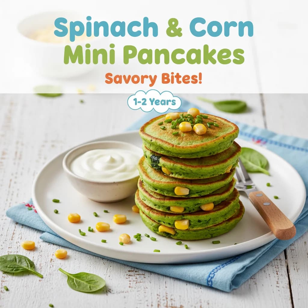 Spinach & Corn Mini Pancakes (Savory Bites!)