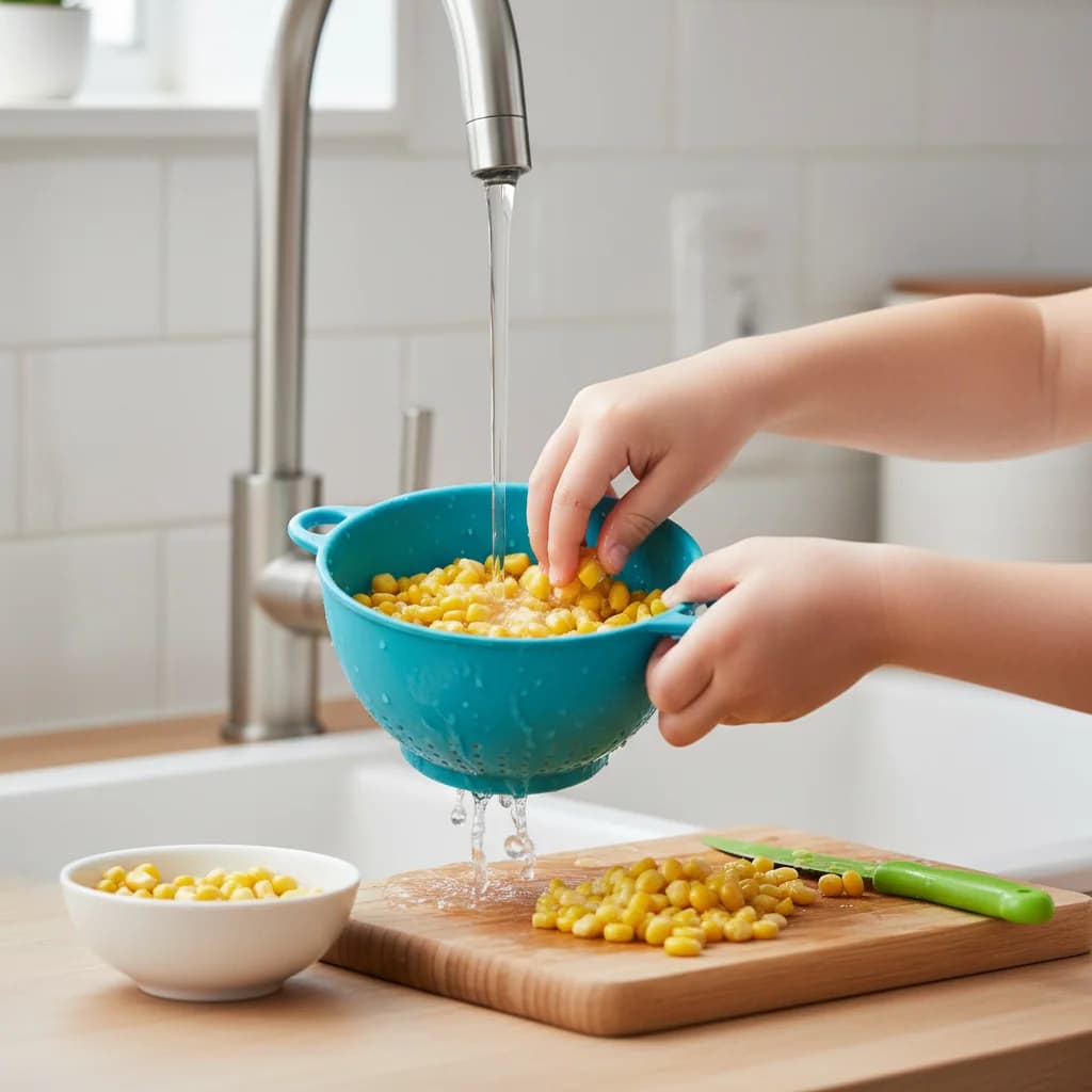 Step 3: If using canned corn, rinse it well under cold water. If using frozen corn, thaw it completely. Roug for Spinach & Corn Mini Pancakes (Savory Bites!)