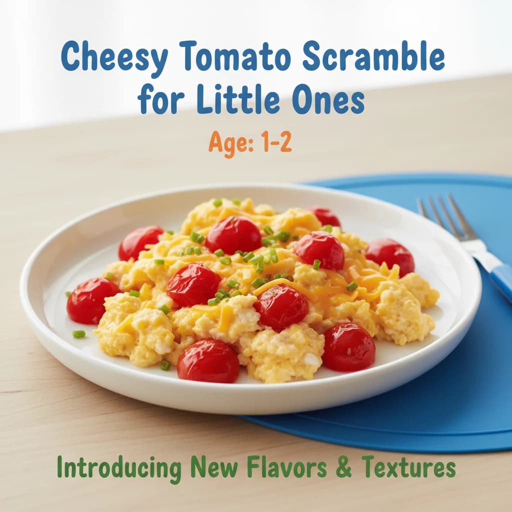 Cheesy Tomato Scramble for Little Ones