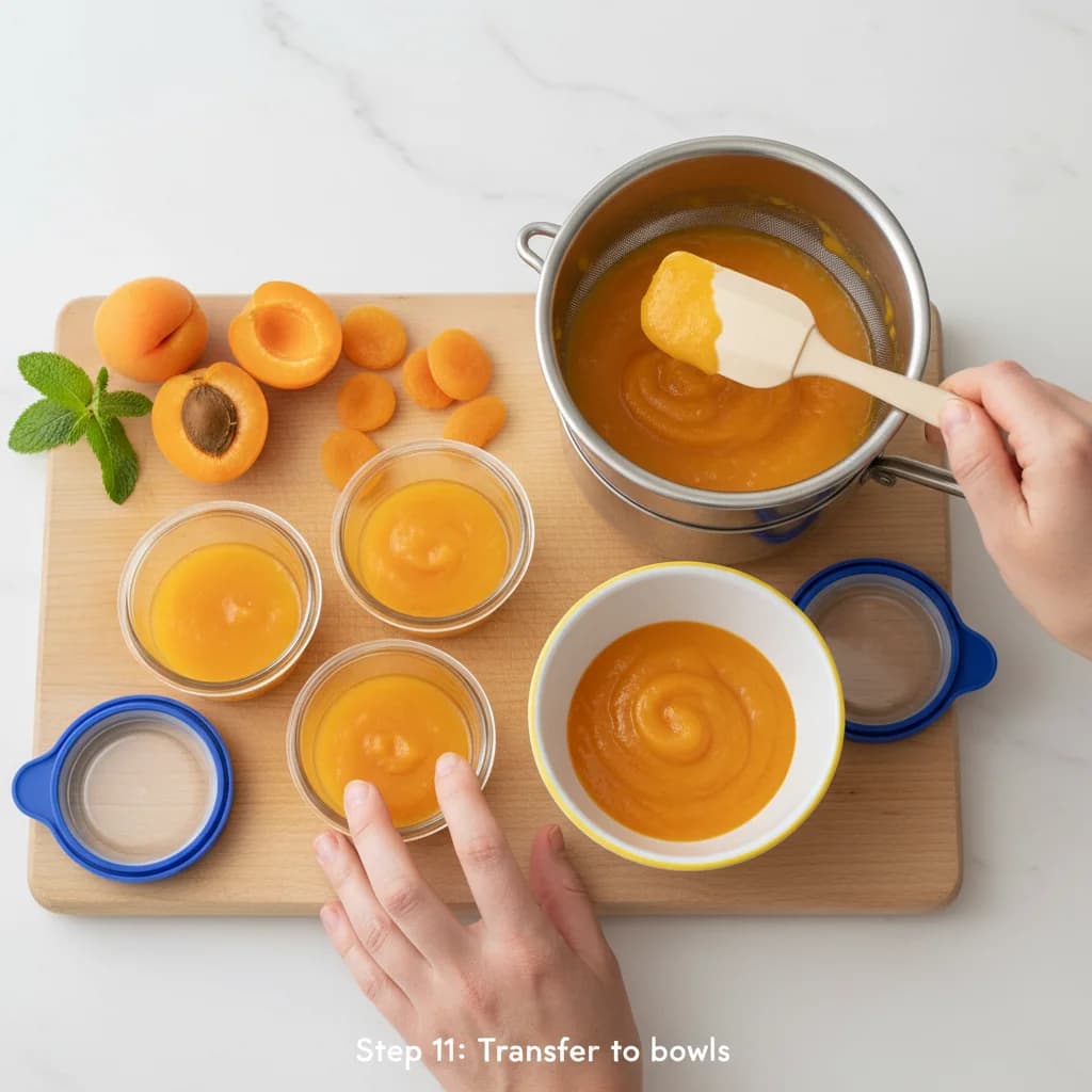 Step 11: Transfer the Apricot Sunshine Purée to a bowl or small containers. for Apricot Sunshine Purée