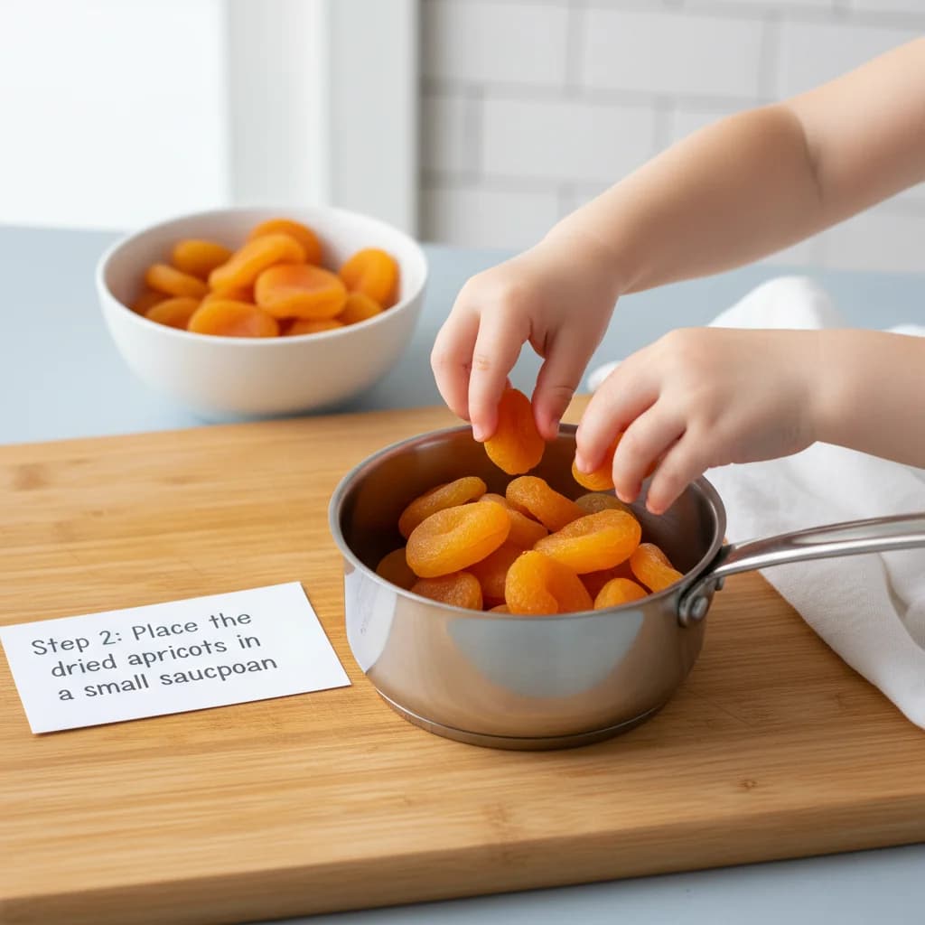 Step 2: Place the dried apricots in a small saucepan. for Apricot Sunshine Purée