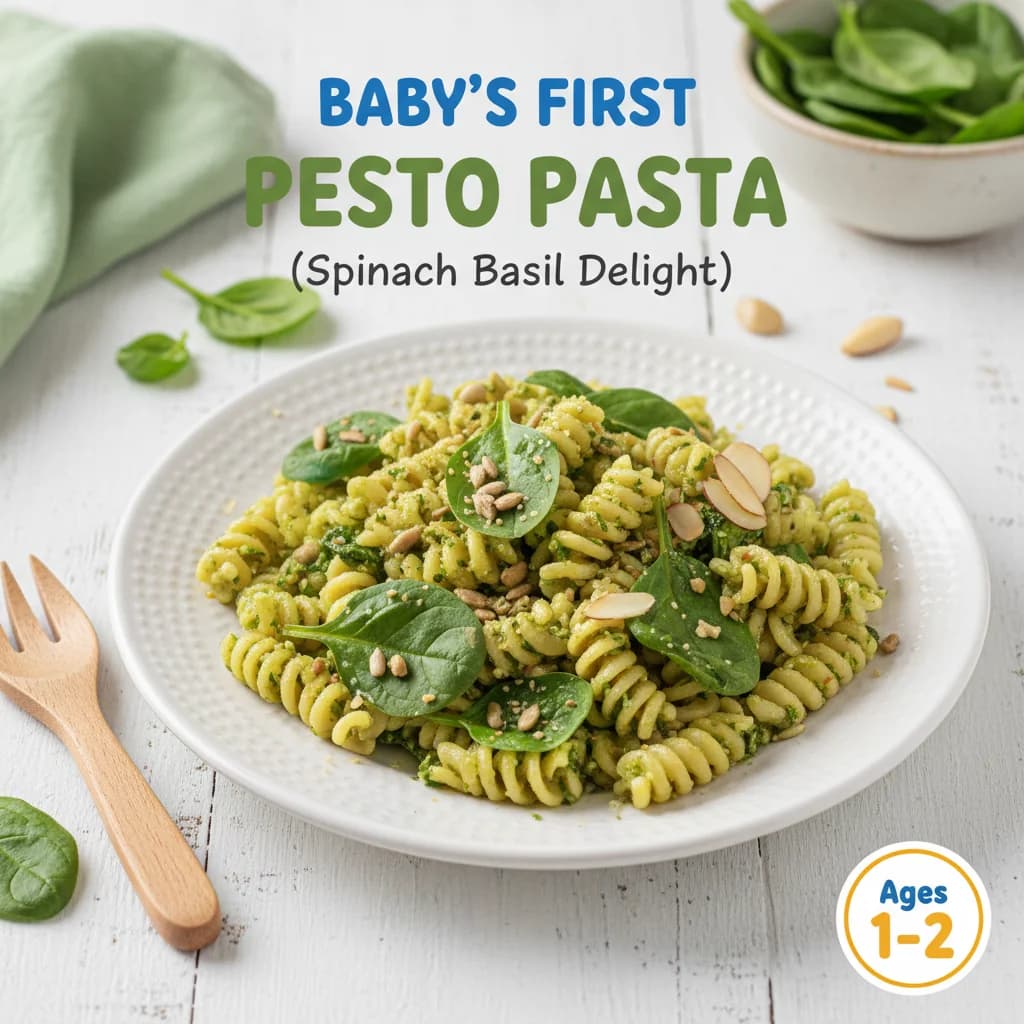 Babys Erstes Pesto Pasta (Spinat-Basilikum-Vergnügen)