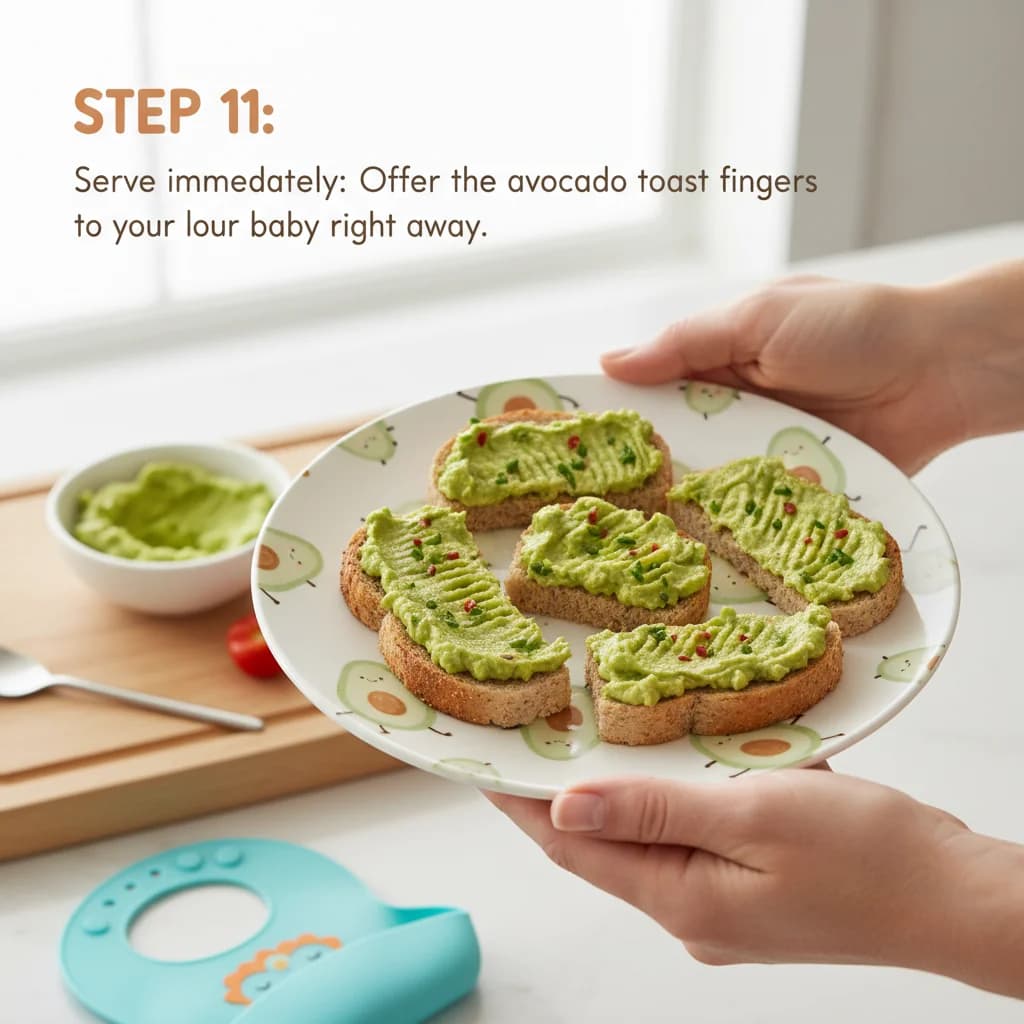 Step 11: Serve immediately: Offer the avocado toast fingers to your baby right away. for Avocado Toast Fingers for Tiny Tummies