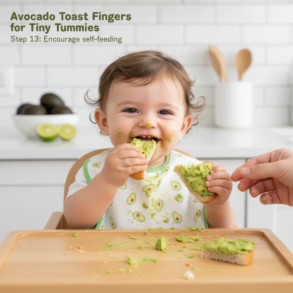 Step 13: Encourage self-feeding: Let your baby explore the textures and flavors of the avocado toast fingers. for Avocado Toast Fingers for Tiny Tummies