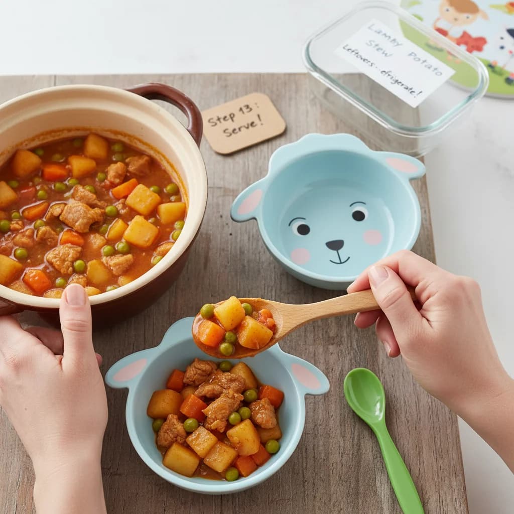 Step 13: Serve: Spoon a portion of the Lamby Potato Stew into a bowl and serve immediately. Refrigerate any l for Lamby Potato Stew