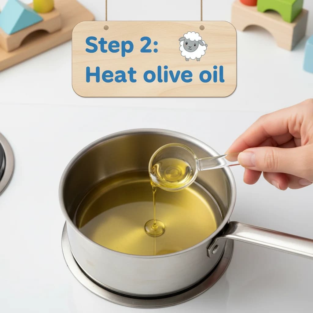 Step 2: Heat olive oil: In a small saucepan, heat olive oil over medium heat. for Lamby Potato Stew