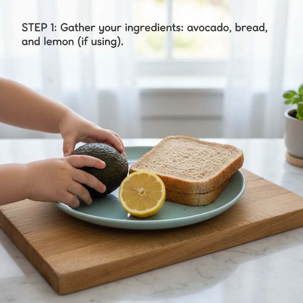 Step 1: Gather your ingredients: avocado, bread, and lemon (if using). for Avocado Toast Fingers for Little Ones