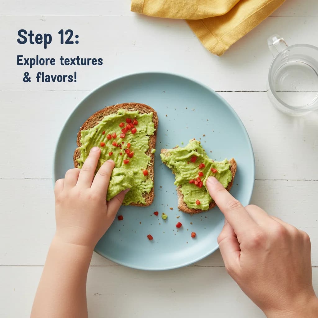 Step 12: Encourage them to explore the textures and flavors of the avocado and toast. for Avocado Toast Fingers for Little Ones