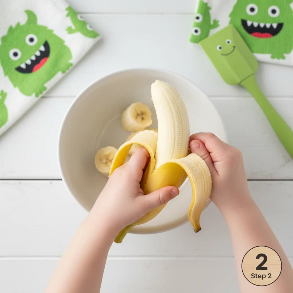 Step 2: Peel the ripe banana and break it into smaller pieces. for Green Monster Pancakes