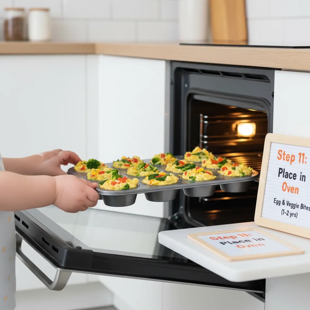 Step 11: Place the muffin tin in the preheated oven. for Egg & Veggie Bites (Mini Frittatas)