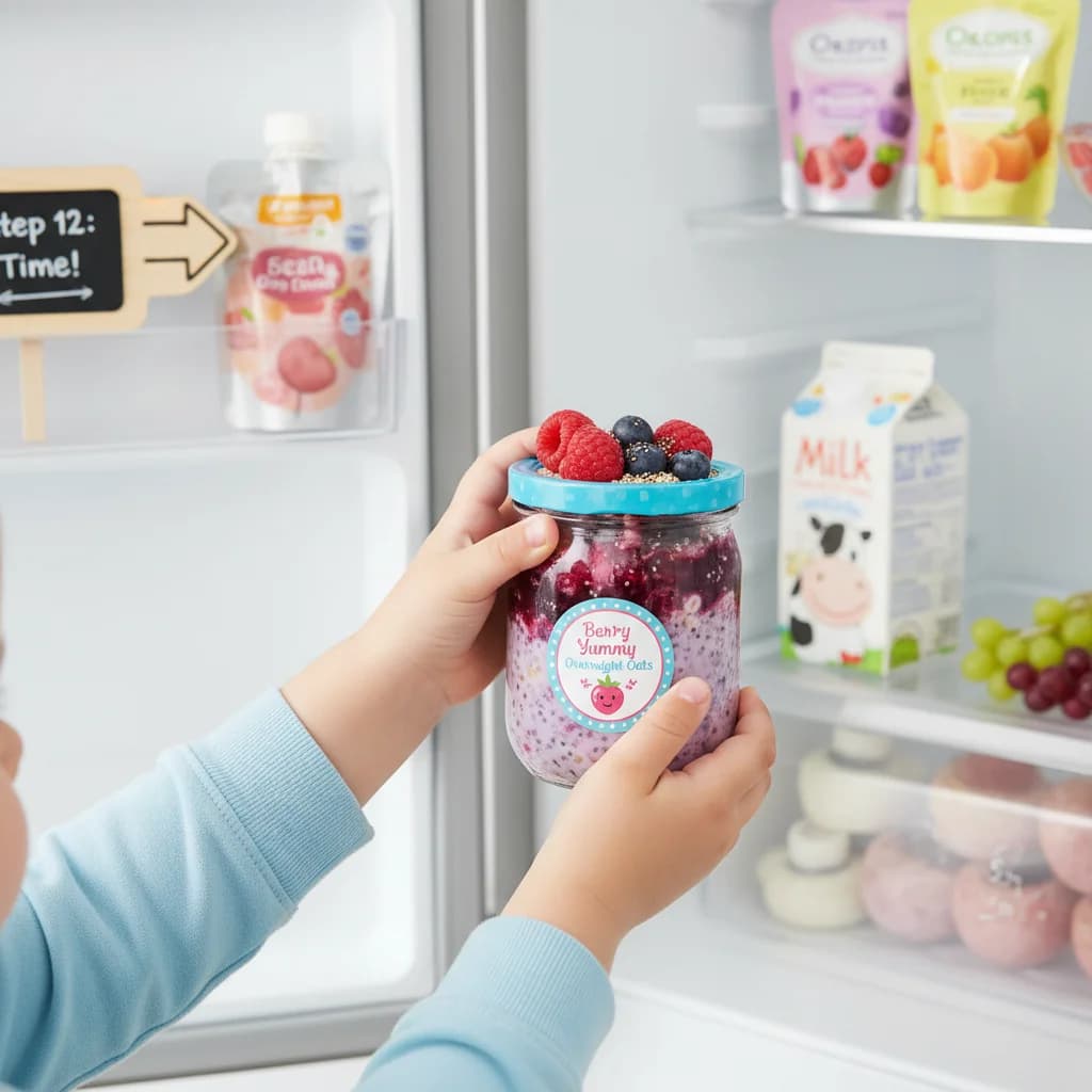 Step 12: Refrigerate overnight, or for at least 4 hours, to allow the oats to soften and absorb the liquid. for Berry Yummy Overnight Oats