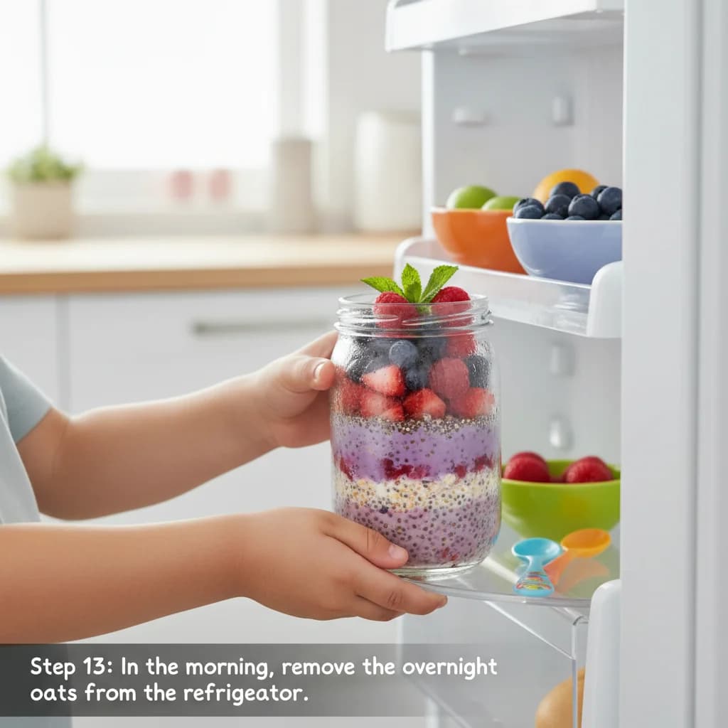Step 13: In the morning, remove the overnight oats from the refrigerator. for Berry Yummy Overnight Oats