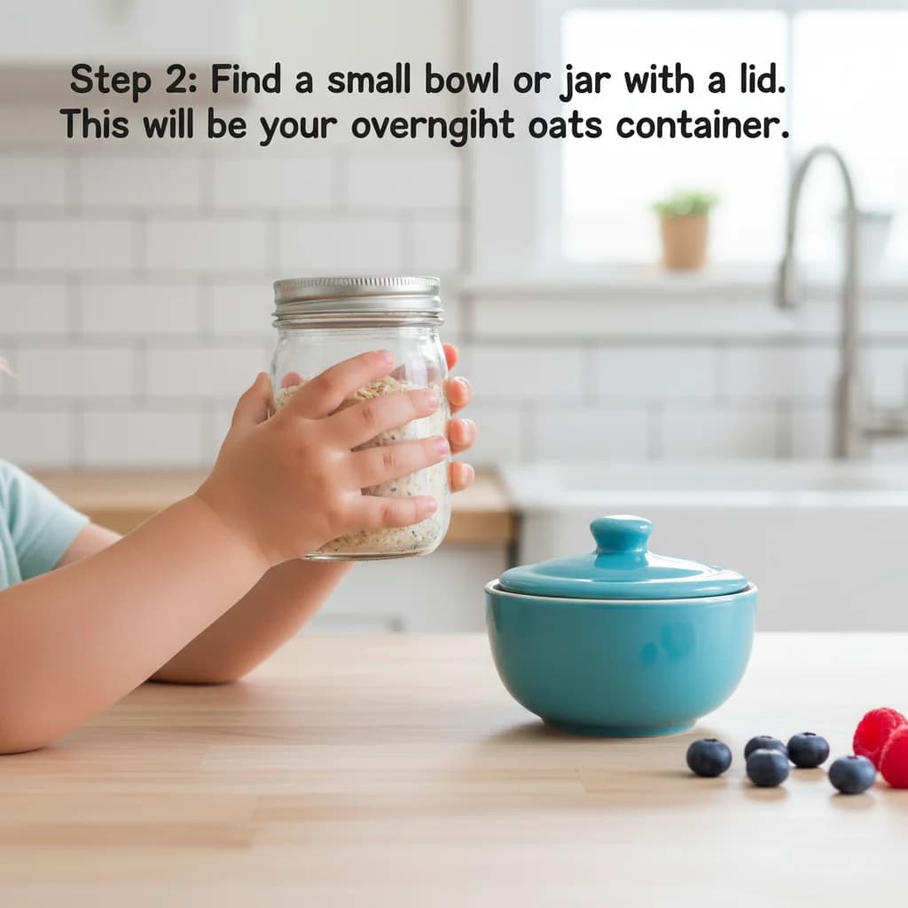 Step 2: Find a small bowl or jar with a lid. This will be your overnight oats container. for Berry Yummy Overnight Oats