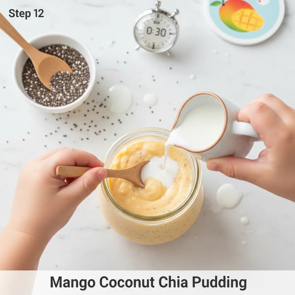 Step 12: If the pudding is too thick, add a tablespoon of coconut milk (or water) to loosen it. If it's too t for Mango Coconut Chia Pudding (Tiny Tummies Delight!)