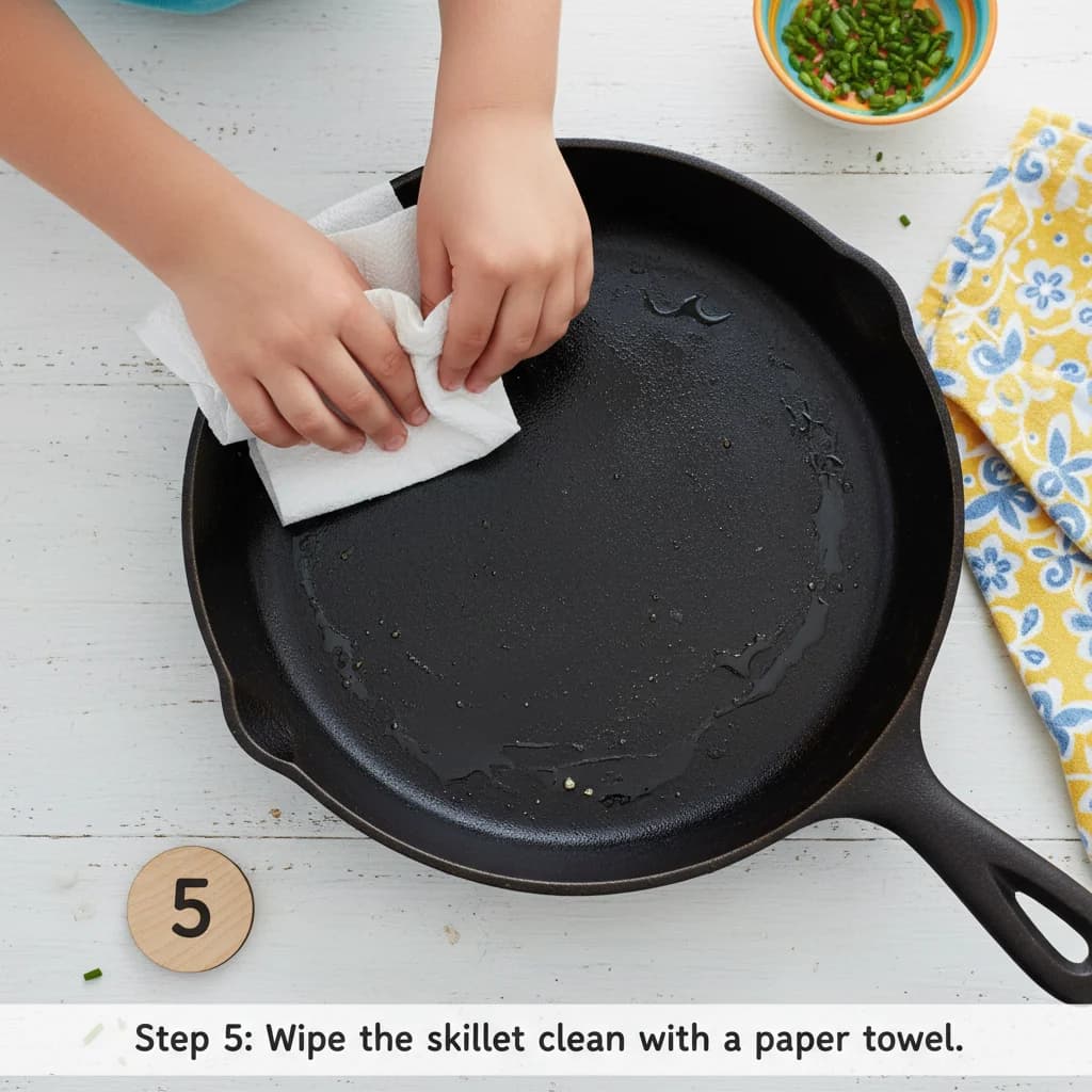 Step 5: Wipe the skillet clean with a paper towel. for Egg-cellent Cheesy Quesadilla Bites