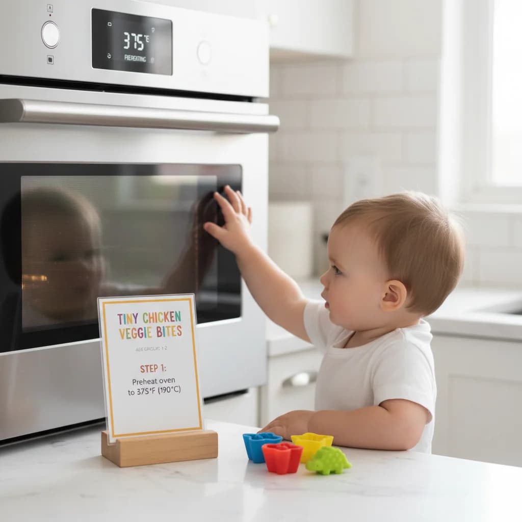 Step 1: Preheat oven to 375°F (190°C). for Tiny Chicken Veggie Bites