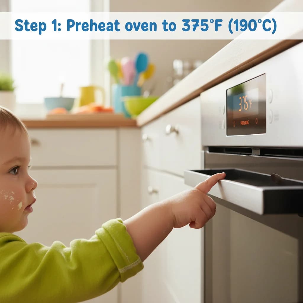 Step 1: Preheat your oven to 375°F (190°C). This ensures the oven is ready for even baking. for Mini Beef & Veggie Meatloaf Muffins