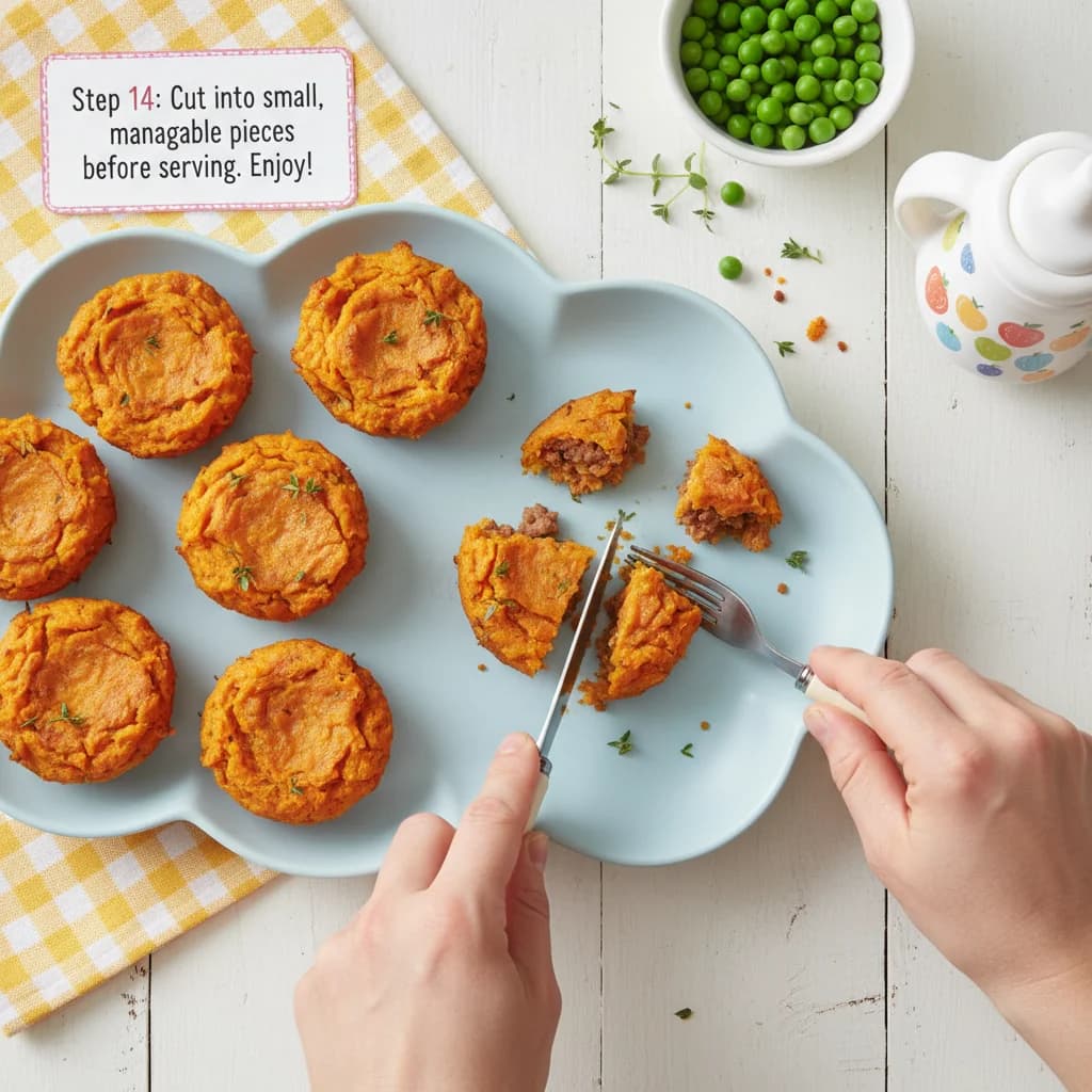 Step 14: Cut into small, manageable pieces before serving. Enjoy! for Sweet Potato Shepherd's Pie Bites