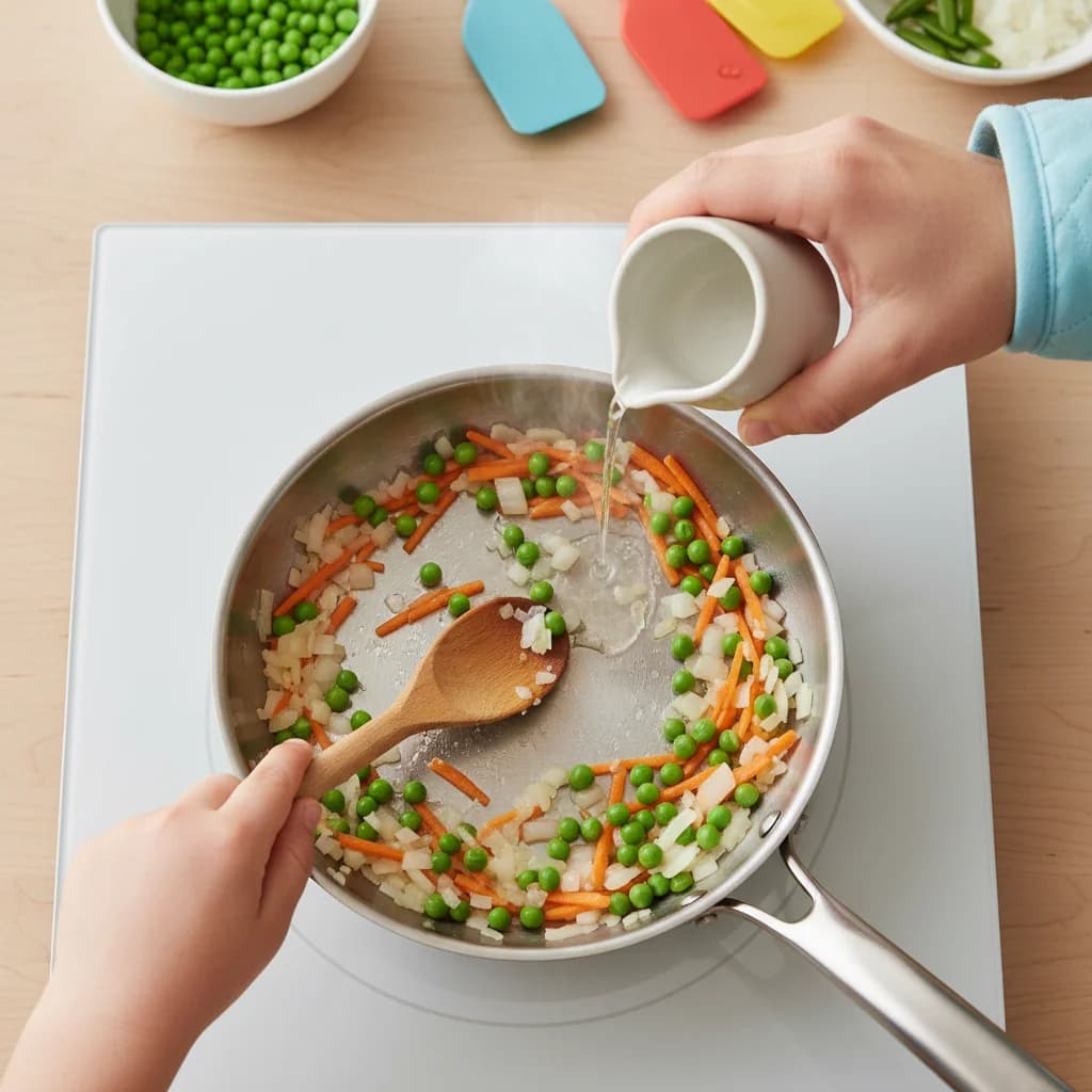 Step 5: In a small skillet, add a splash of water or a tiny bit of oil and sauté the onion, carrot, and gree for Sweet Potato Shepherd's Pie Bites
