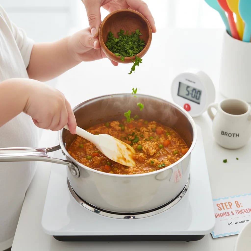 Step 8: Simmer the mixture for about 5 minutes, stirring occasionally, until the sauce thickens slightly. Ad for Sweet Potato Shepherd's Pie Bites